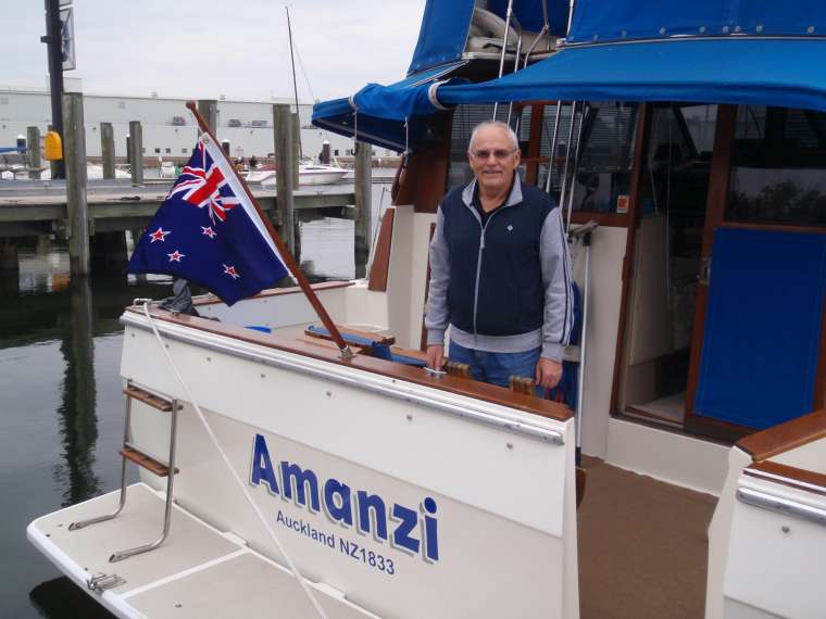 Amanzi flying the NZ flag