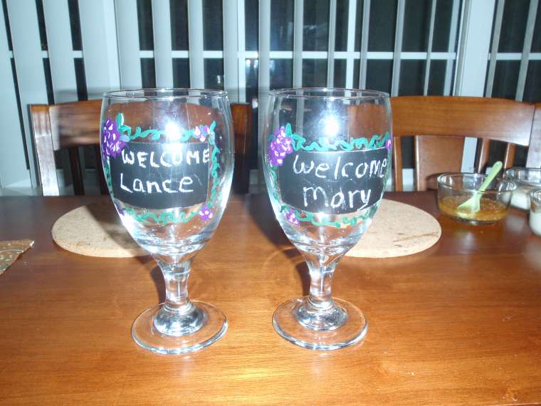 Beautiful glasses hand painted by Kathy