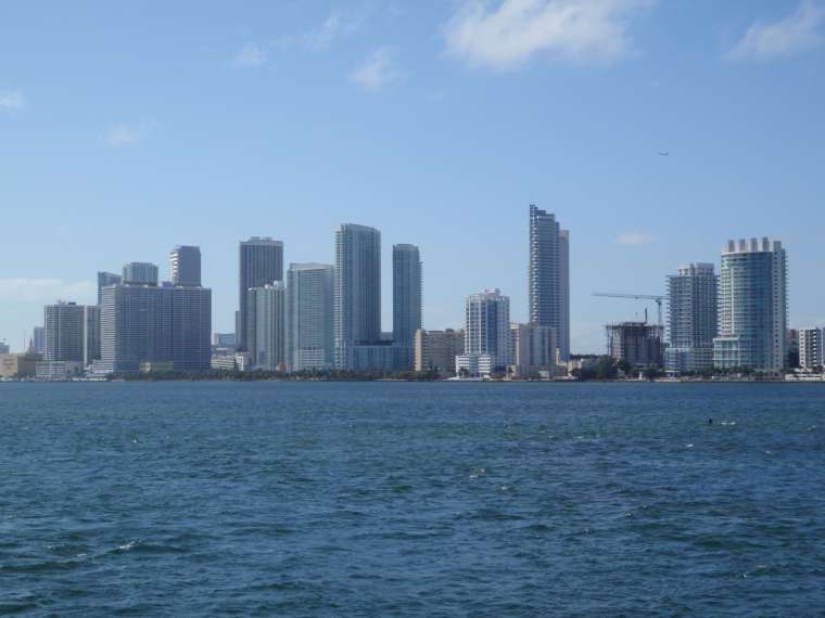 The Miami skyline from our anchorage