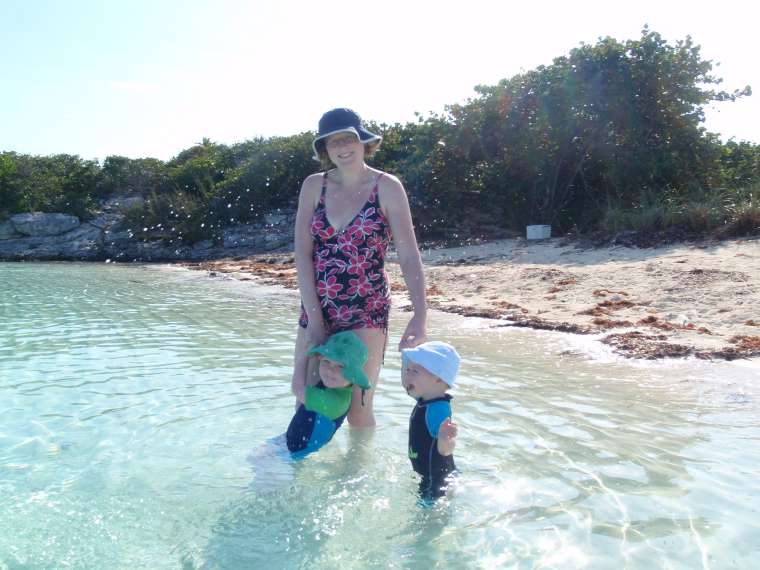 Paddling off the beach